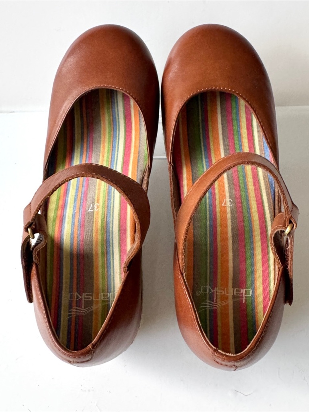 Dansko Jute Maryjane Full Grain Brown Leather Clogs Size 37 - Picture 5 of 10
